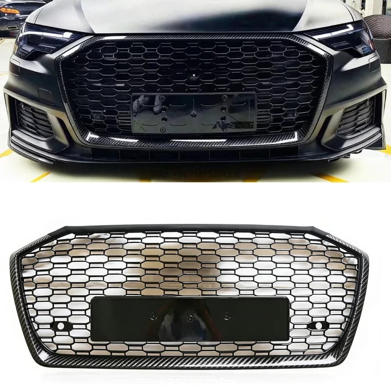 Front Radiator Assembly Grille RS6 Style for  A6 S6 2019-2025 C8 C8 PA Carbon Fiber PATTERN