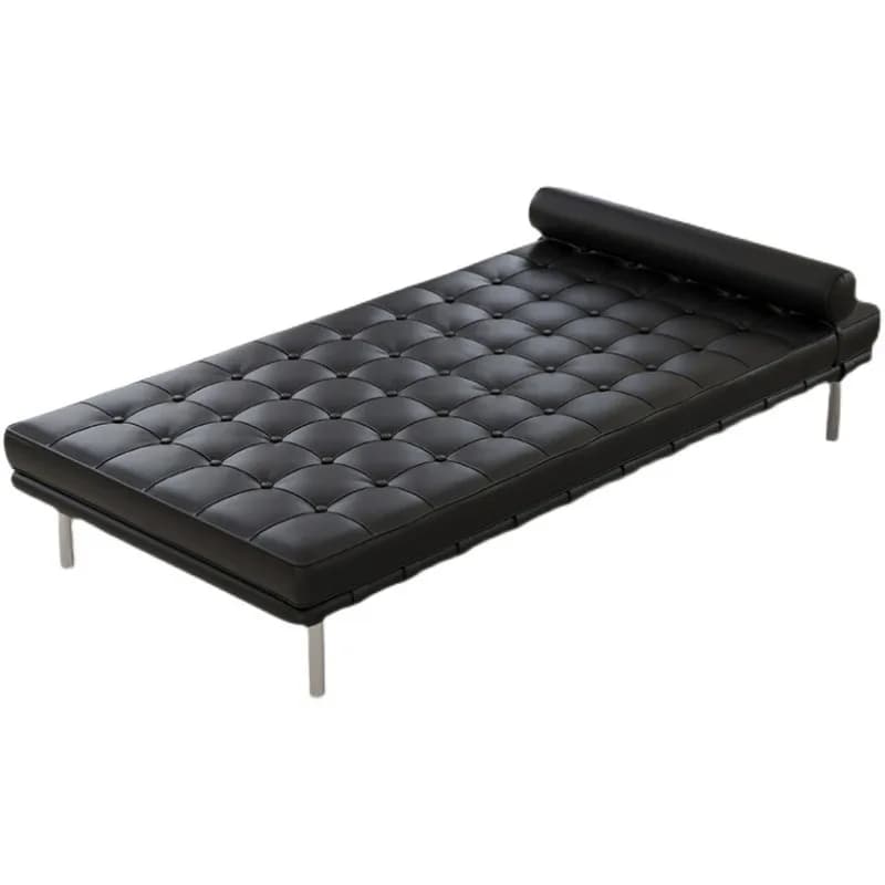 Italian retro leather sofa bed, lunch lounge chair, metal craft lounge chair