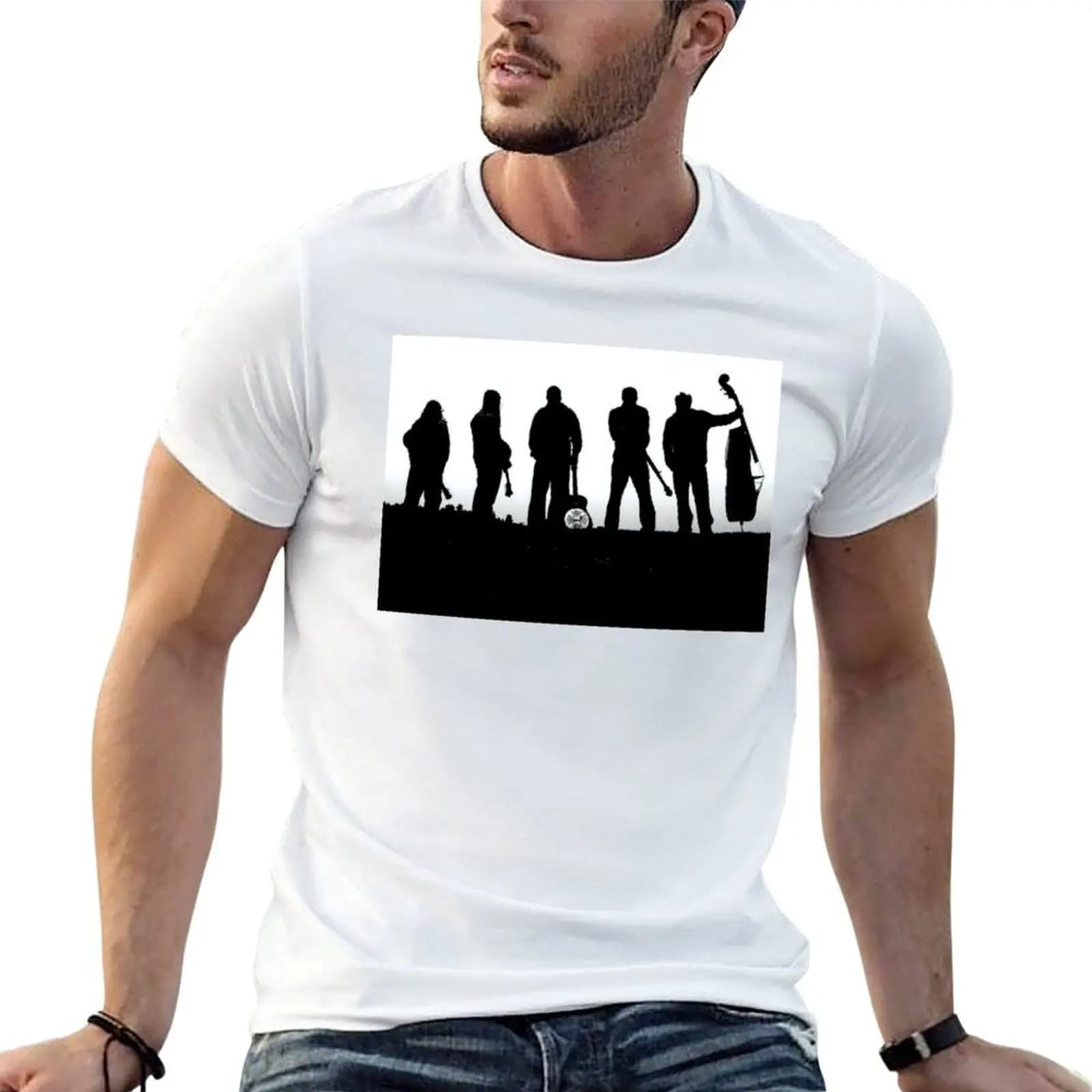 blackwhitereddesign rock band album greensky bluegrass T-Shirt quick-drying topping mens funny t shirts