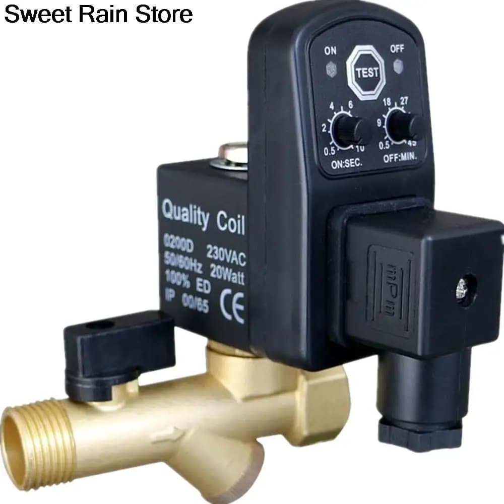 DC24V AC220V/380V 1/2" Automatic Timer Compressor Condensate Drain Timer Solenoid Valve