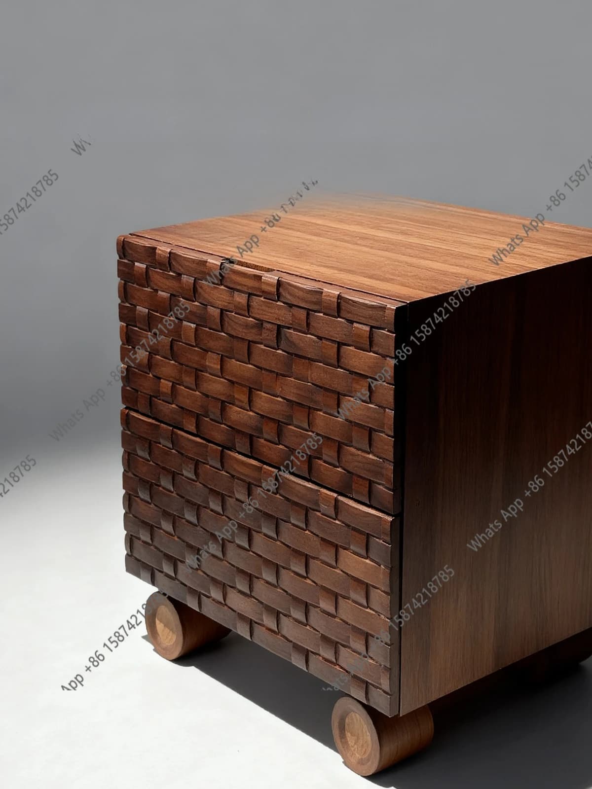 Zx Italian Minimalist Light Luxury High-end Medieval Home Storage Designer Walnut New Bedside Table