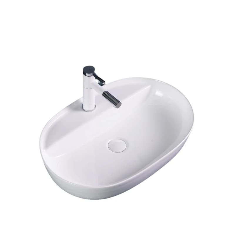 Household 60cm large size table basin with faucet hole oval art basin white ceramic hand washing