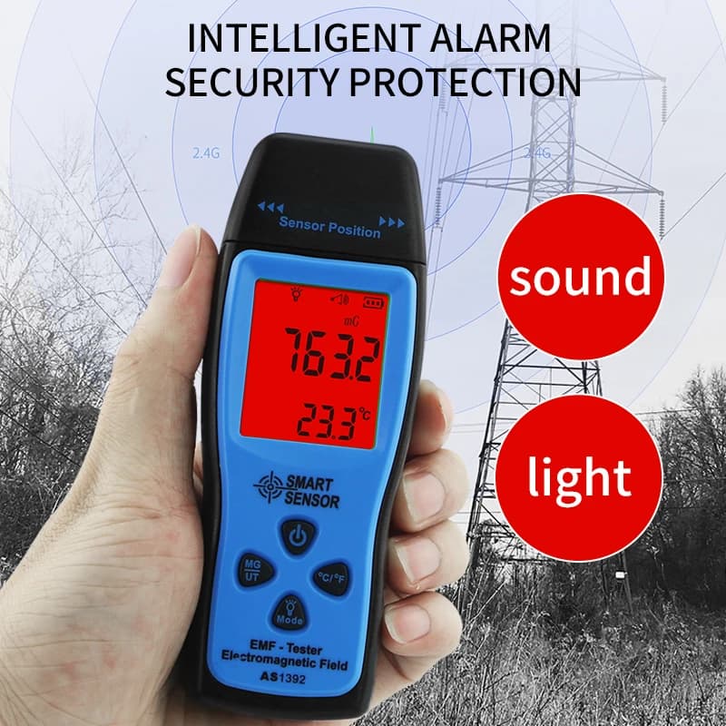 SMART SENSOR Durable Electromagnetic Radiation Detector 30Hz-300Hz Frequency Range Sound Alarm for Household Appliances Mobile