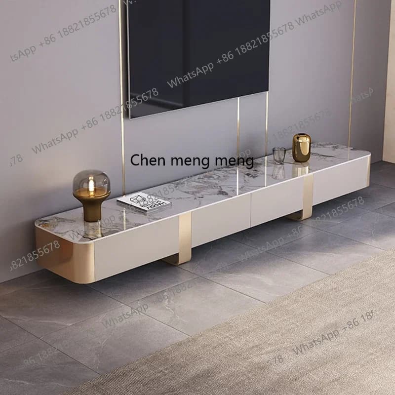 ZJItalian light luxury rock slab TV cabinet coffee table combination small apartment living room modern simple TV cabinet