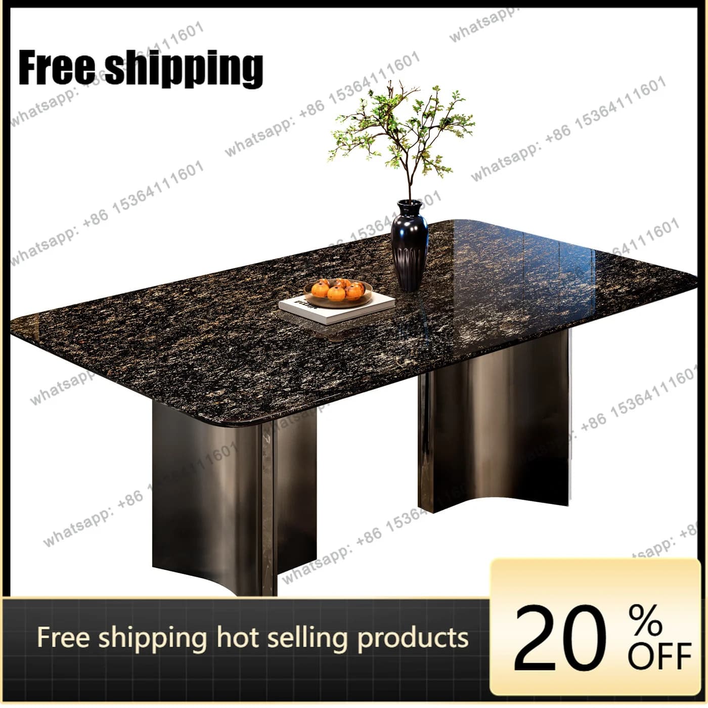 YJ natural luxury stone marble dining table Italian simple high-end dining table