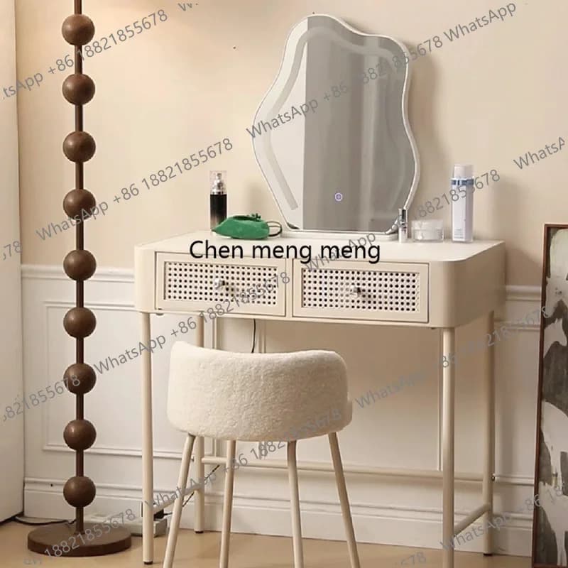 z0189White Drawers Dressing Table Bedroom Light Mirror Desk Vanity Table Modern Jewelry Wood Mesa De Maquillaje Trendy Furniture