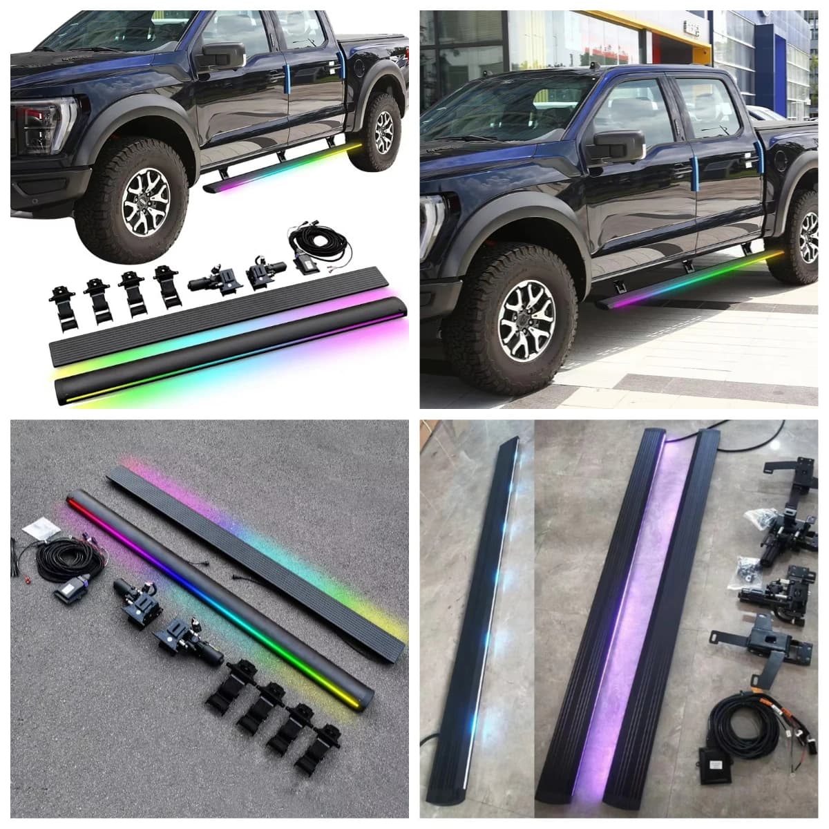 Stlf Automatic Electric Power Side Step Running Board Led Light For F-150 F250 F350 F550 Crew Cab 2015-2020 2021-2024