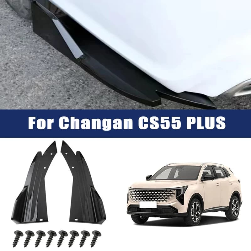 2pcs Car Rear Bumper Spoiler Lip Carbon Fiber Wing Trim Anti-crash Diffuser Side Skirt Wrap Angle Splitter For Changan CS55 PLUS