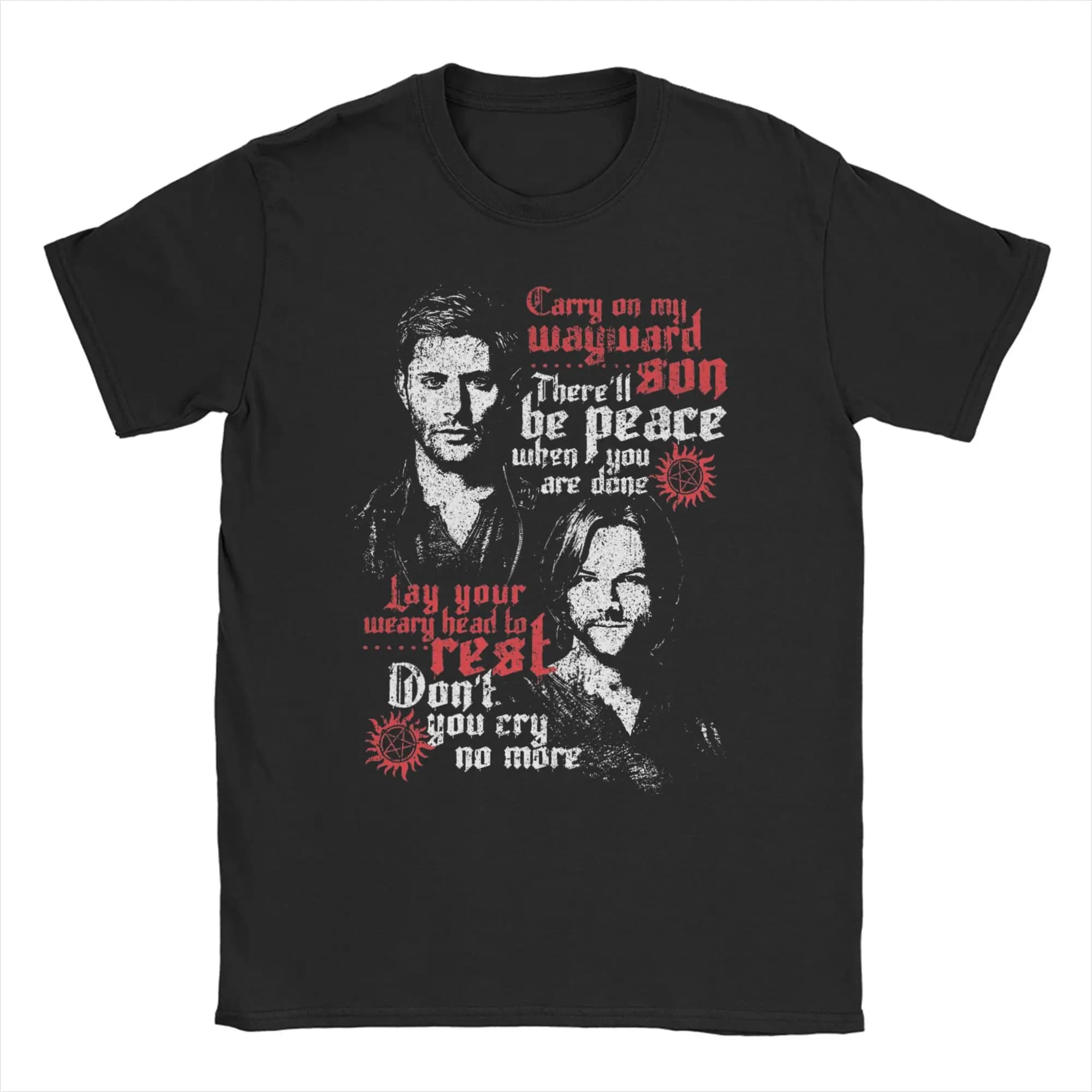 Supernatural  Cotton T-Shirt For Man Summer   Hip Hop Vintage T Shirts O Neck Popular Tee Shirt Oversized Design Tops