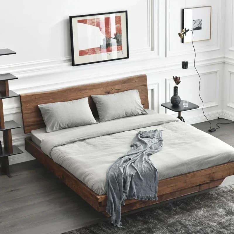 Lazy European Double Bed Platform Nordic Elegant Solid Wood King Bed Bases Headboards Modern Letto Matrimoniale Trendy Furniture
