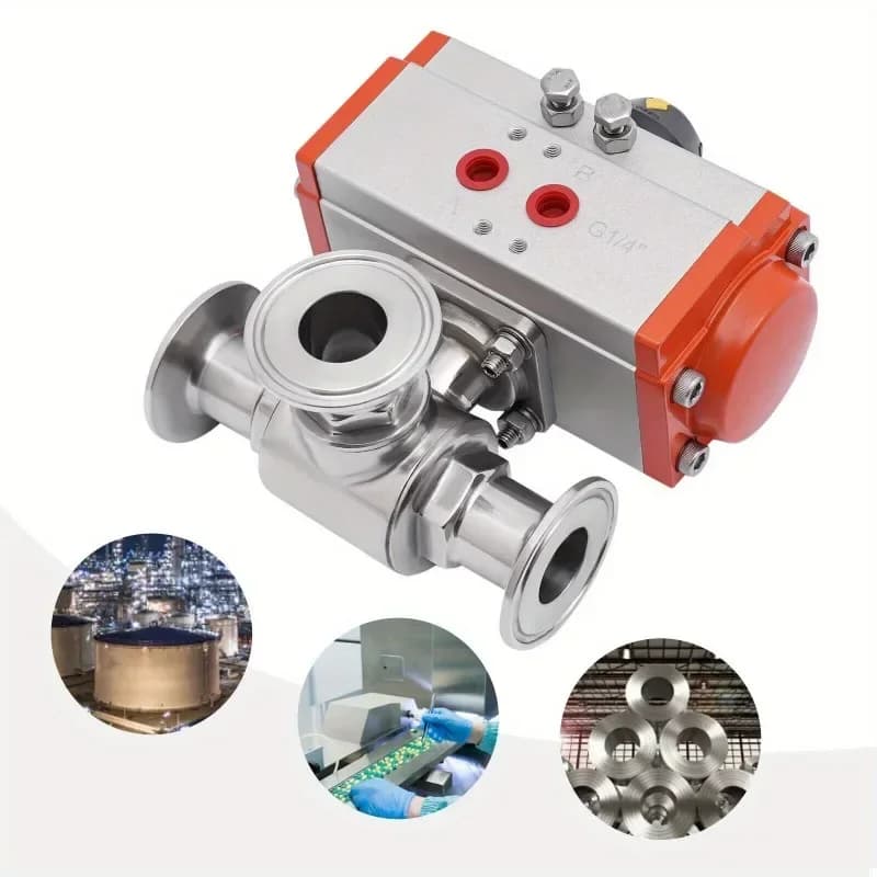 1 Inch T Type Tri Clamp Sanitary Pneumatic Ball Valve 304
