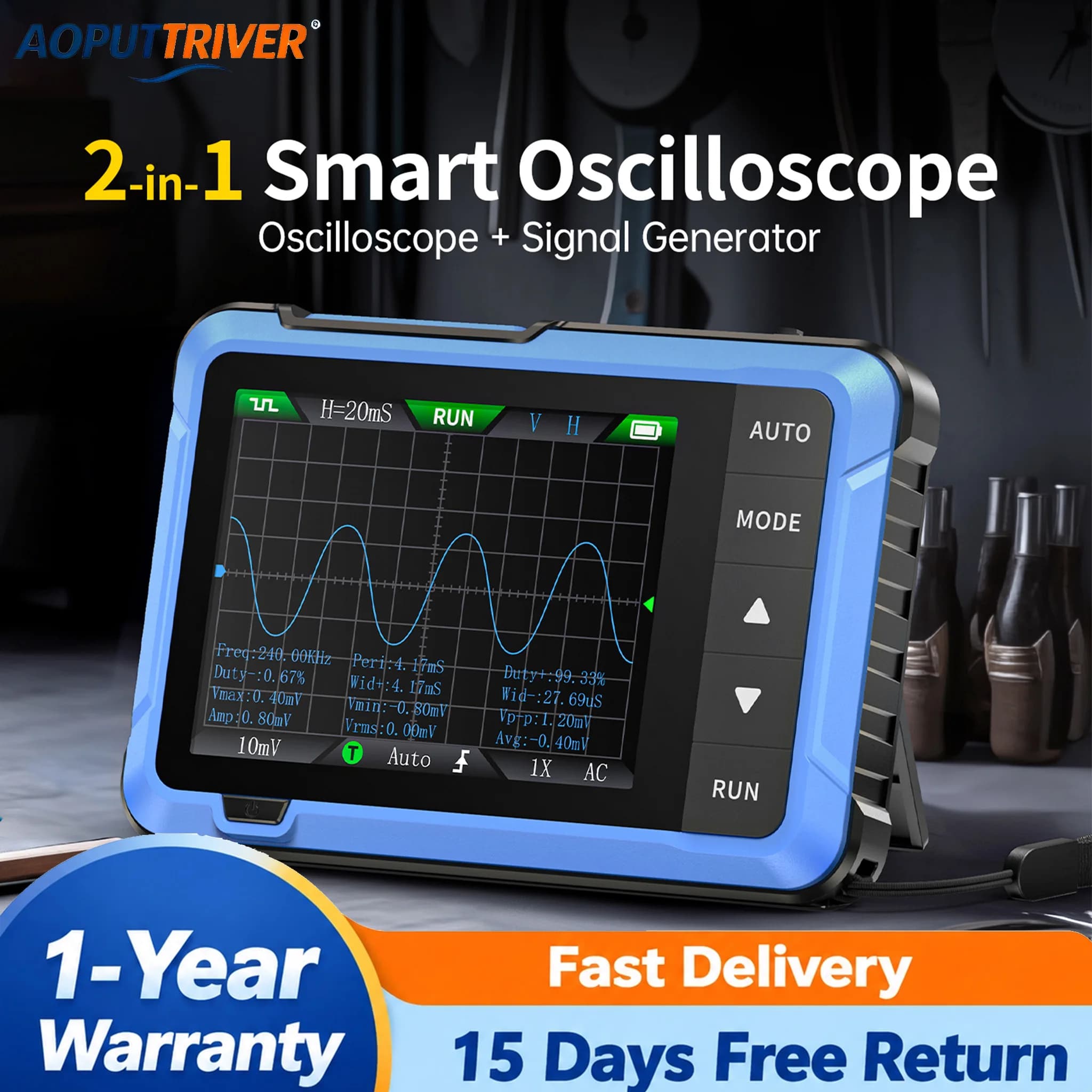 FNIRSI DSO-510 Handheld Digital Oscilloscope 48MS/s 10MHz Signal Generator ±400V 2.8'' LCD Portable Tester with Function Generat