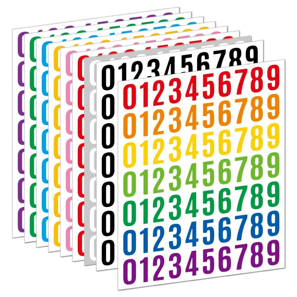 5Pcs/set 1 inch Functional Planner Stickers Vinyl Waterproof Black White Colorful Number Sticker For Cup Laptop Price Tag