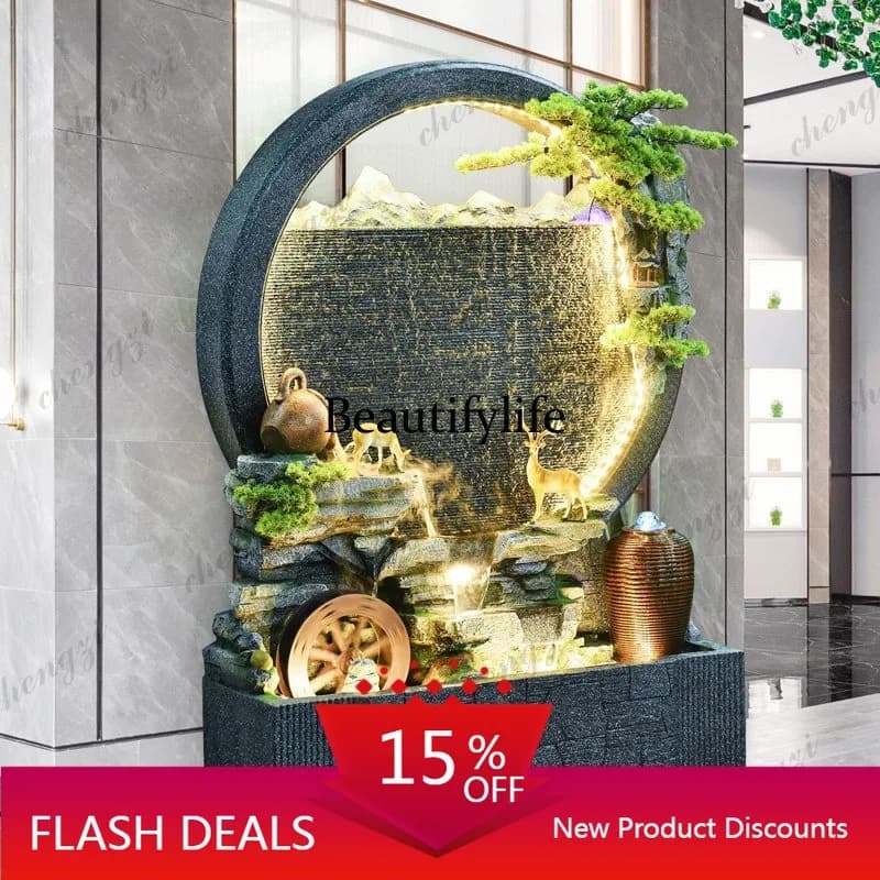 D80 Water curtain wall screen living room company hall landscape circulation water rockery fountain floor ornament