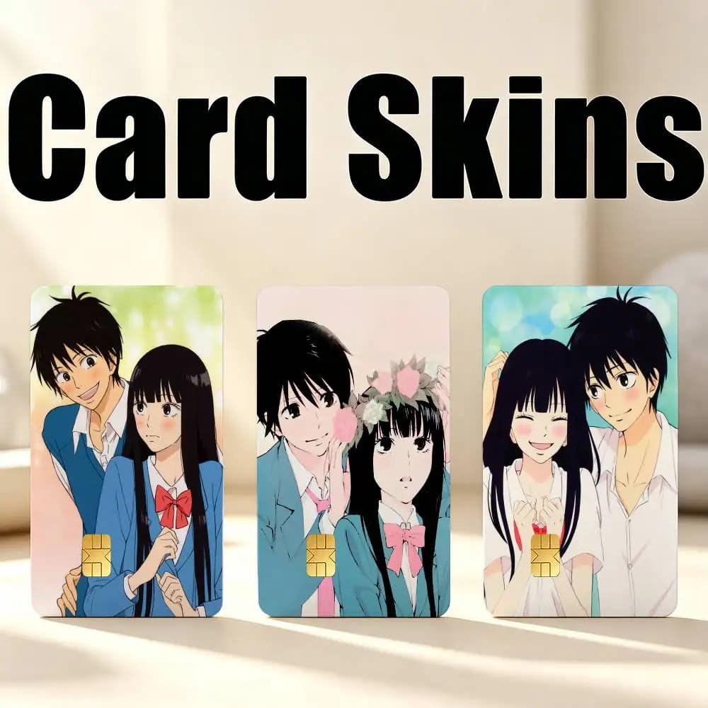 cute Kuronuma Sawako Kimi ni Todoke 1Set 4Pcs Card Skin Stickers, Waterproof Decorative Film for Credit Debit Bank Bus IC Cards