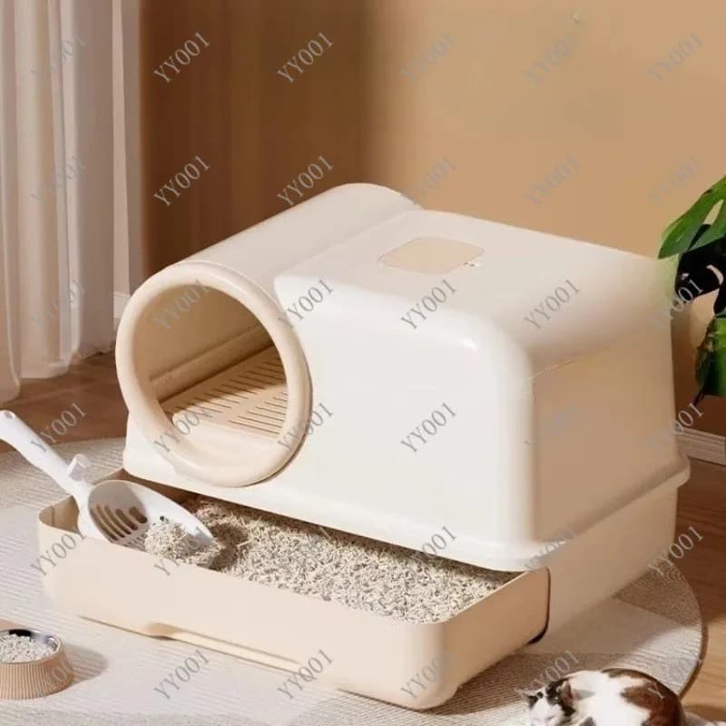 Extra Large Closed Cat Litter Box Foldable Drawer Type Odor Control Anti-Splashing Cat Toilet