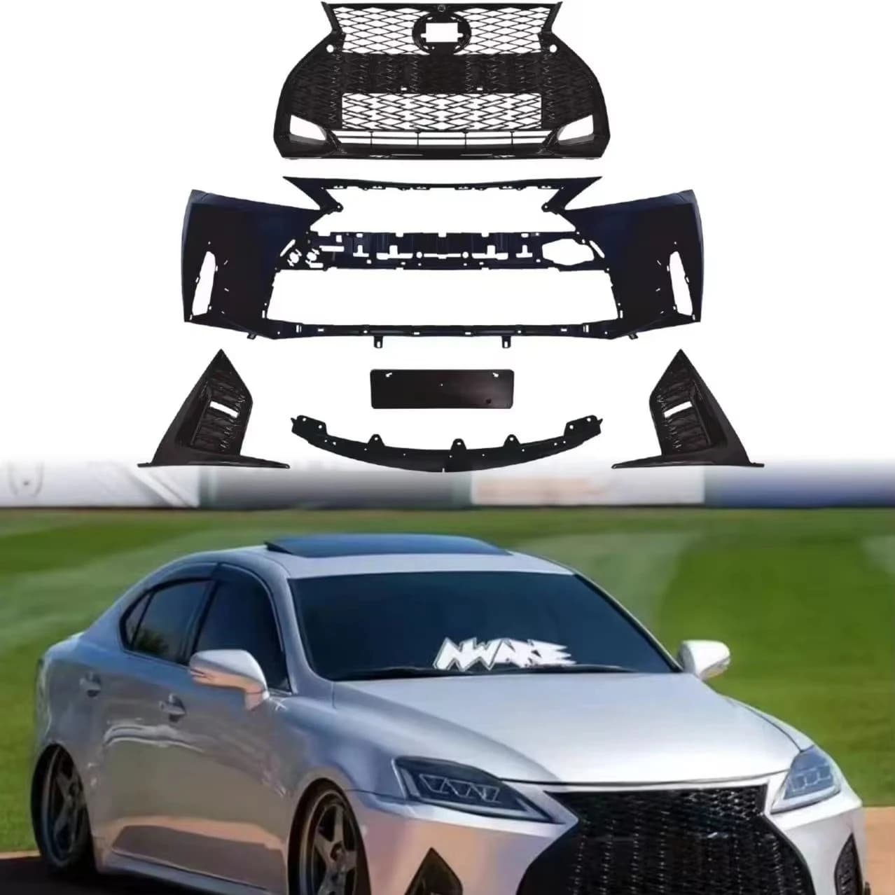 Car Accessories Suitable For Lexus IS 2006-2012 Modified To 2021 Front Bumper With Grille Body Kits