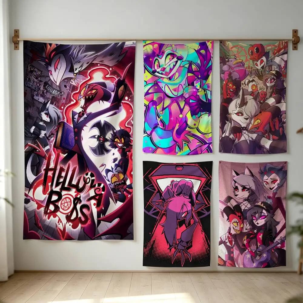 H-Helluva boss Flag Digital Printing Banner for Garage Wall Out Door Decoration