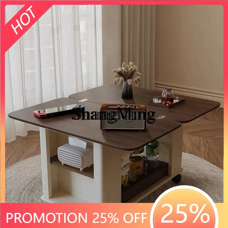 SM wood trolley foldable movable small apartment side few antique balcony multi-functional tea table