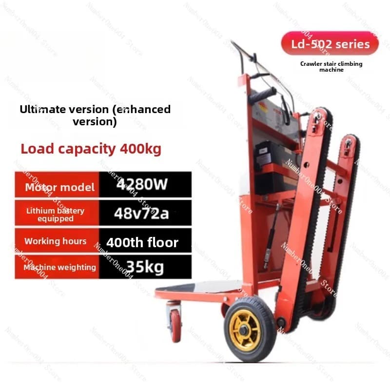 400KG Silent Electric Stair Climbing Vehicle Cargo Handling Cart Crawler-Type Up and Down Stair Climber Folding