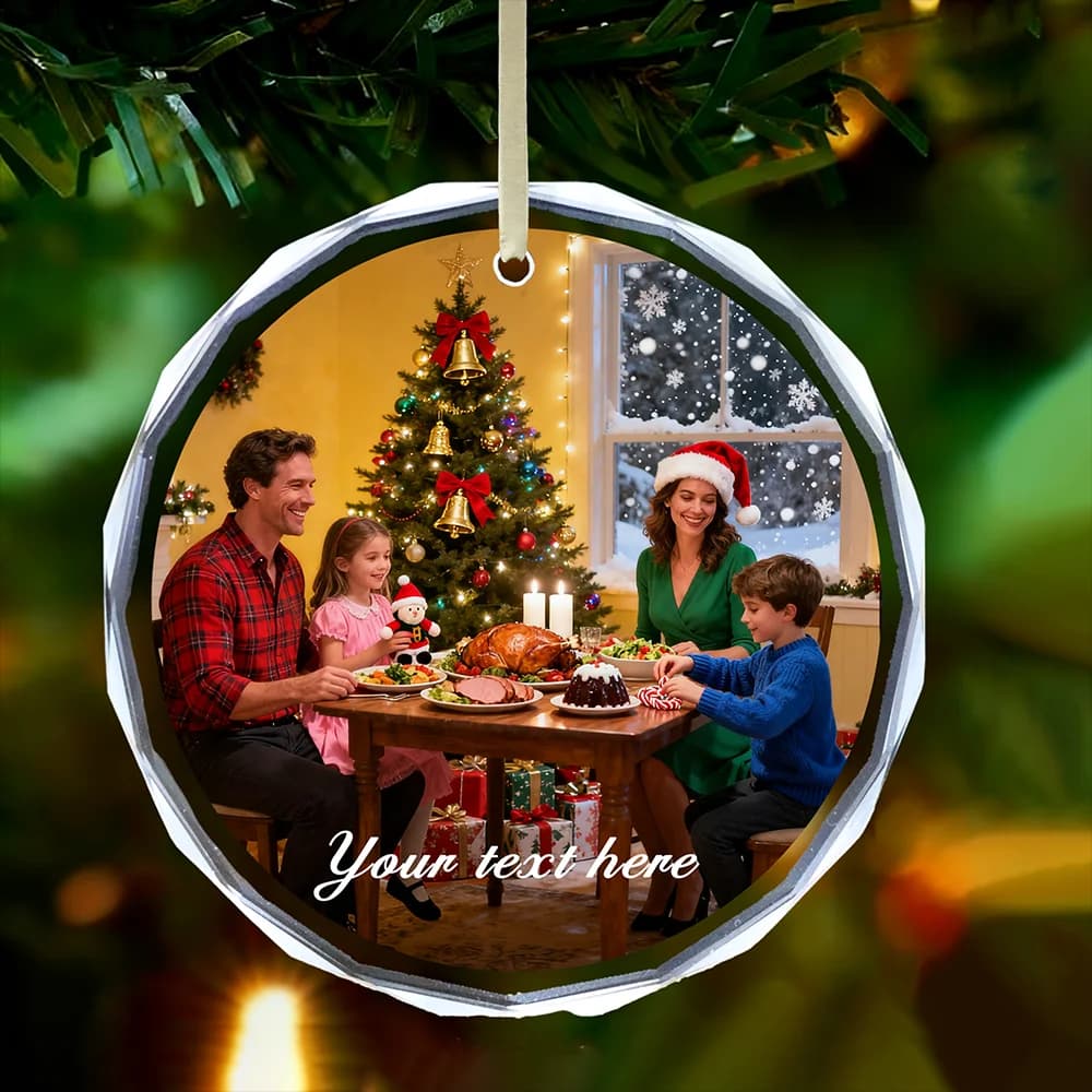 Personalized Christmas Ornament ,Custom Photo Crystal Pendant, Unique Christmas Gift For Couples,Family Home Xmas Tree Decor