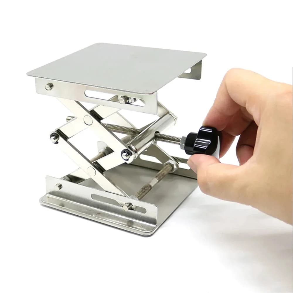 200x200MM Stainless Steel Lifting Table Laboratory Mini Manual Lifting Platform Woodworking Engraving 45-150MM Lifter