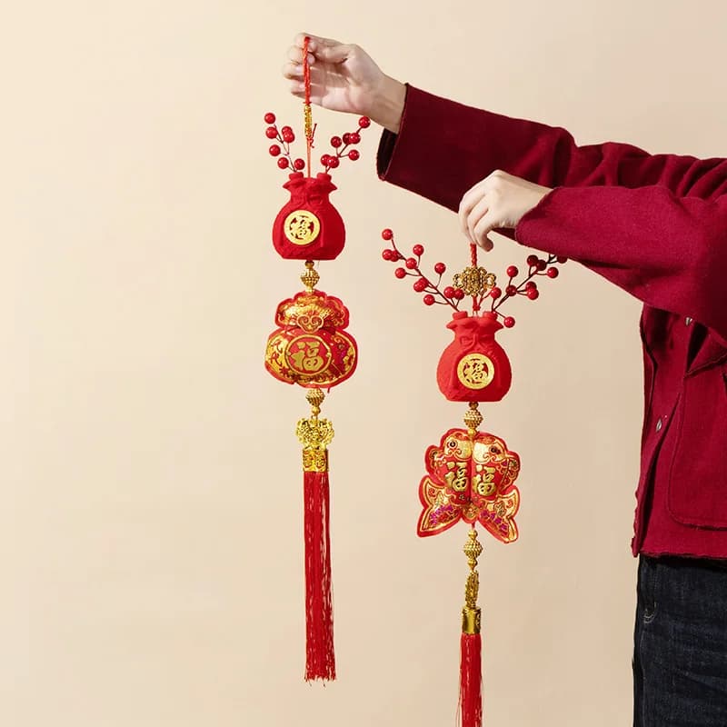2 pcs Blessings for Chinese New Year Pendant Spring Festival Money Bags Fortune Tassel Housewarming