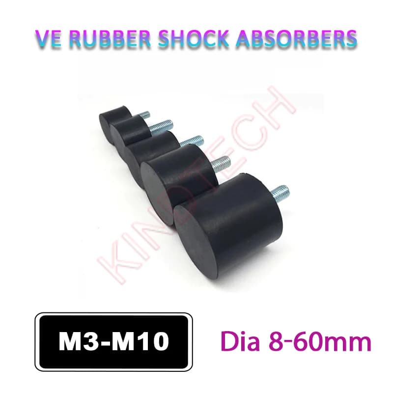1-10Pcs Male-End Single Thread M3 M4 M5 M6 M8 M10 Rubber Shock Absorber Isolation Mount VE-Type Damper Dia 8-60mm Crash Pad