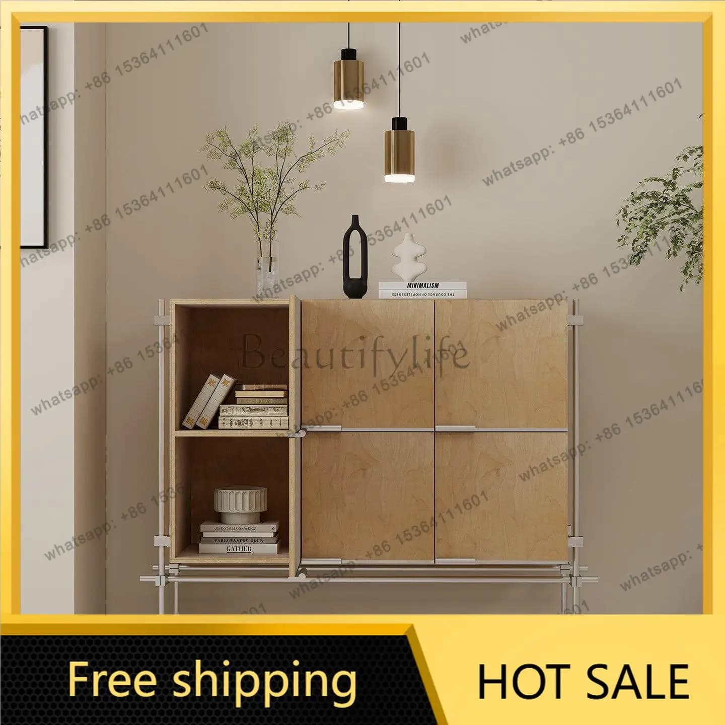 LJY ocean board cabinet, dining cabinet, integrated storage cabinet against the wall, living room side cabinet