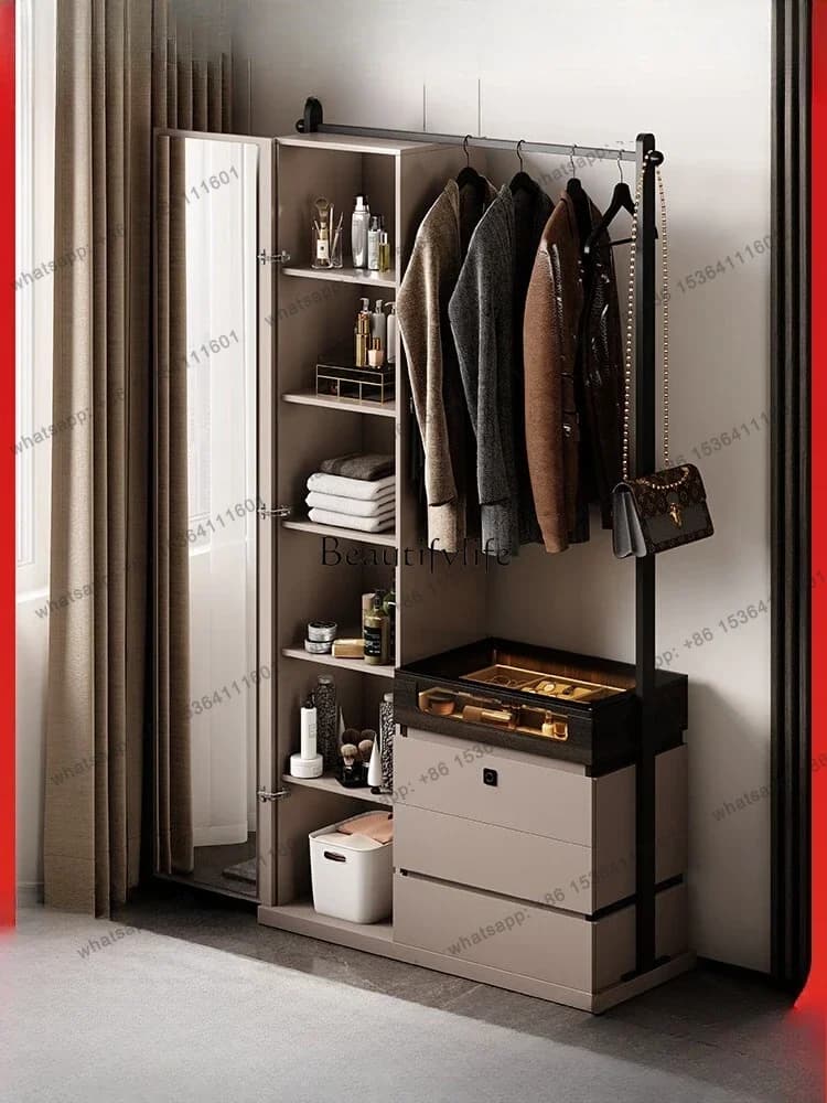 Customization LCoat rack, chest, integrated storage, full-length mirror, multi-function, floor hanger with fingerprint lock