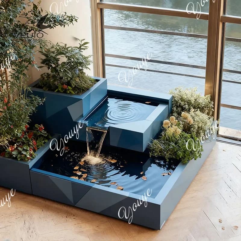B X Stainless Steel Circulating Flowing Water Flower Box Courtyard Outdoor Balcony Garden Terrace Viewing Flow Platform