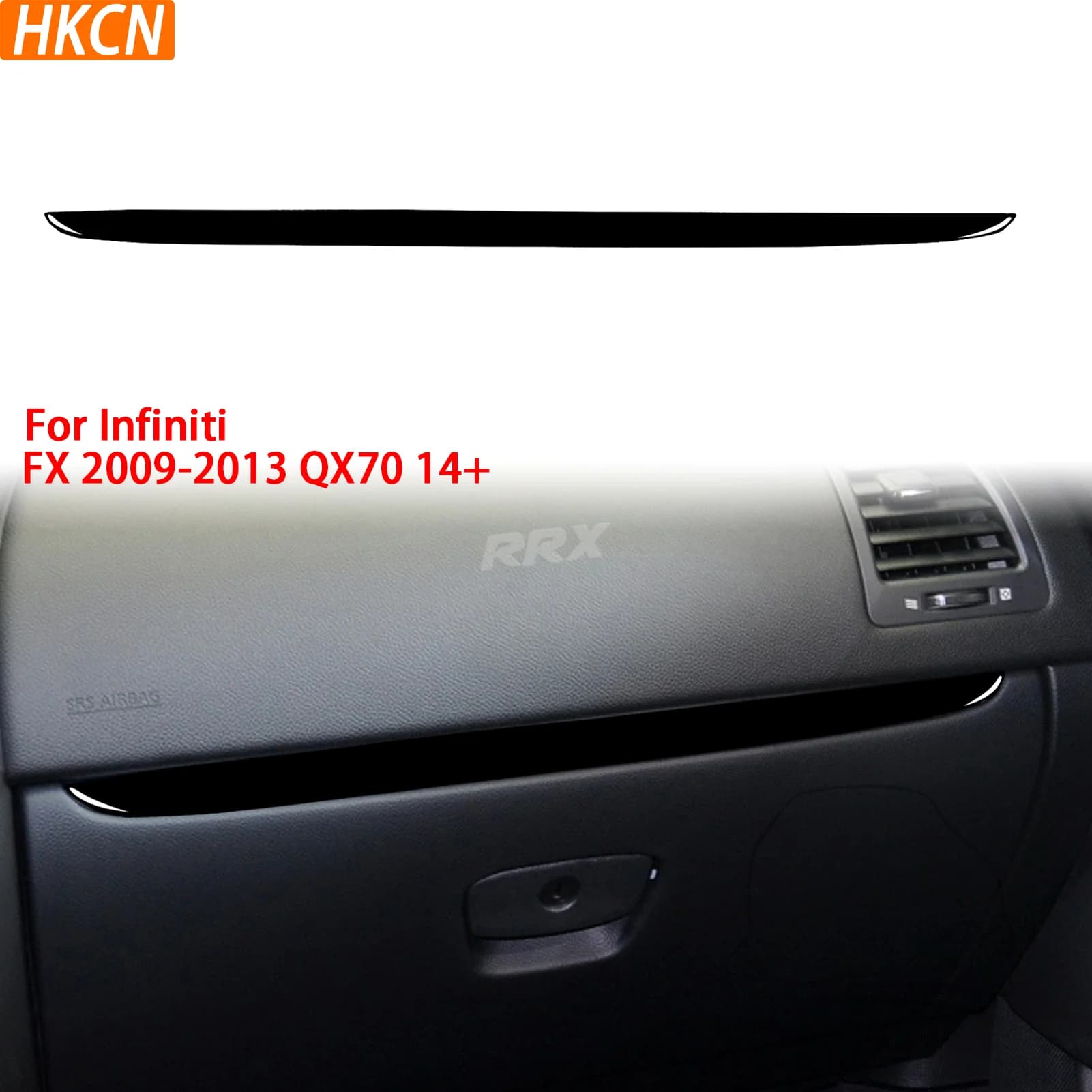 For Infiniti FX 2009-2013 QX70 14+ Car Passenger Side Glove Box Panel Trim Decorative Piano Black Interior Accessory Stickers