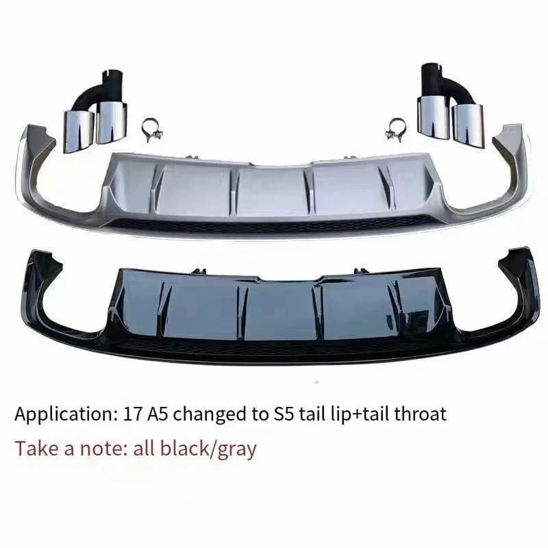 Suitable for Audi A5 Retrofit Upgrade S5 RS5 Rear Spoiler Body Kit Dry Carbon Fiber Universal Rear Bumper Lip Rear Diffuser