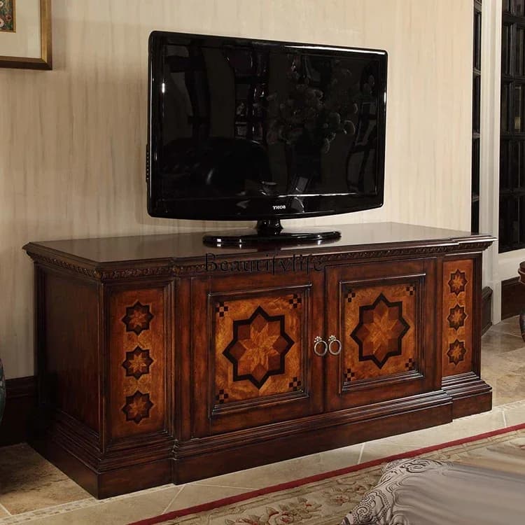yj9  European high-end TV cabinet household solid wood display cabinet