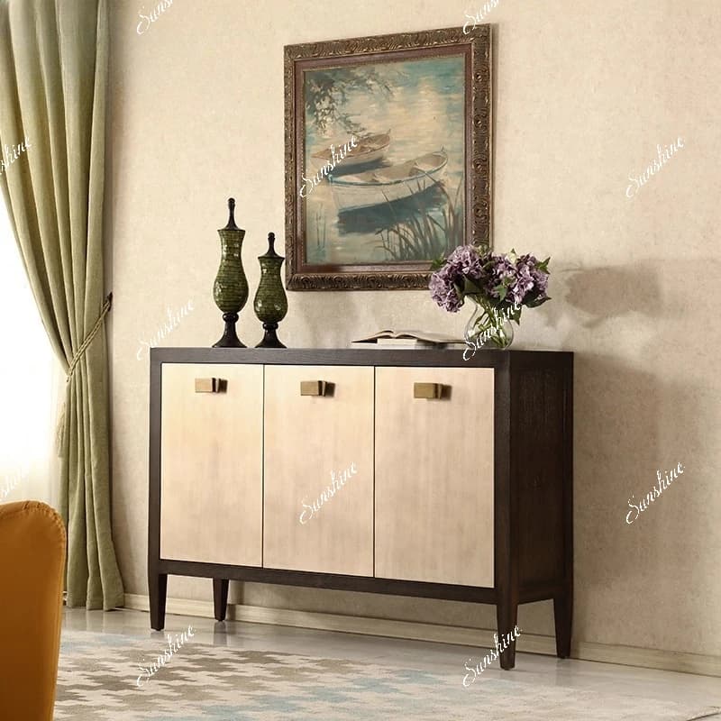 American retro dining side cabinet solid wood screen partition porch table