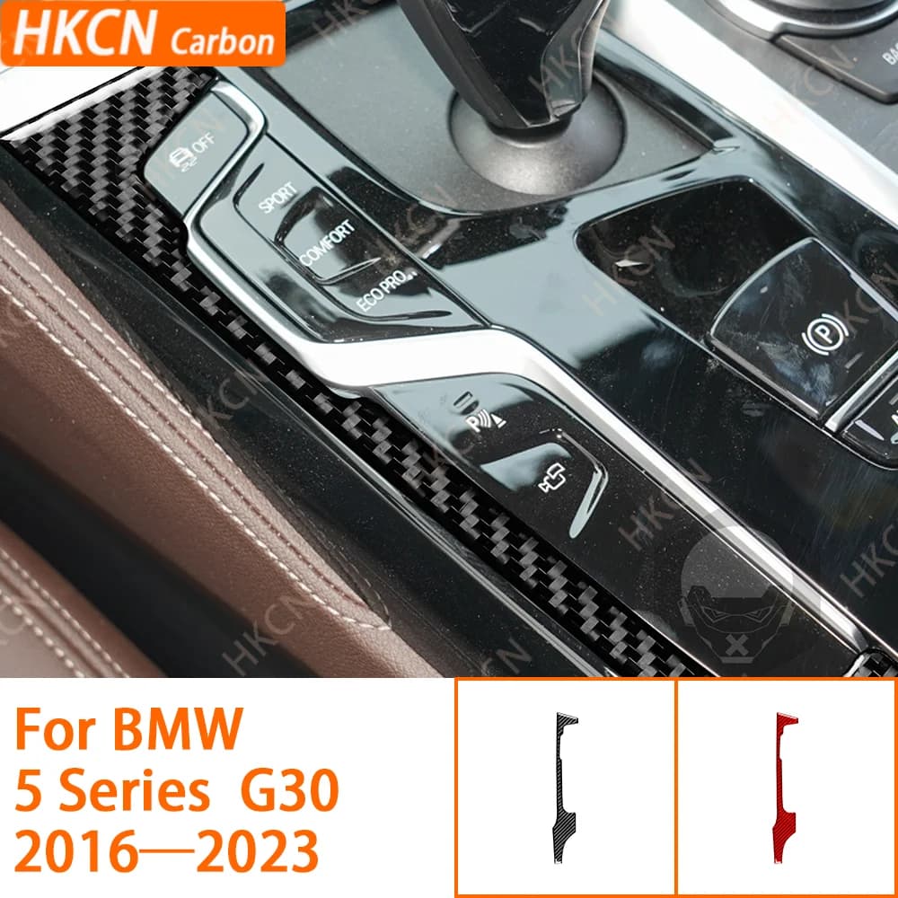 For BMW 5 Series G30 2016-2022 Carbon Fiber Gear Shift Adjust Control Panel decorative Cover Car Interior Accessories Sticker