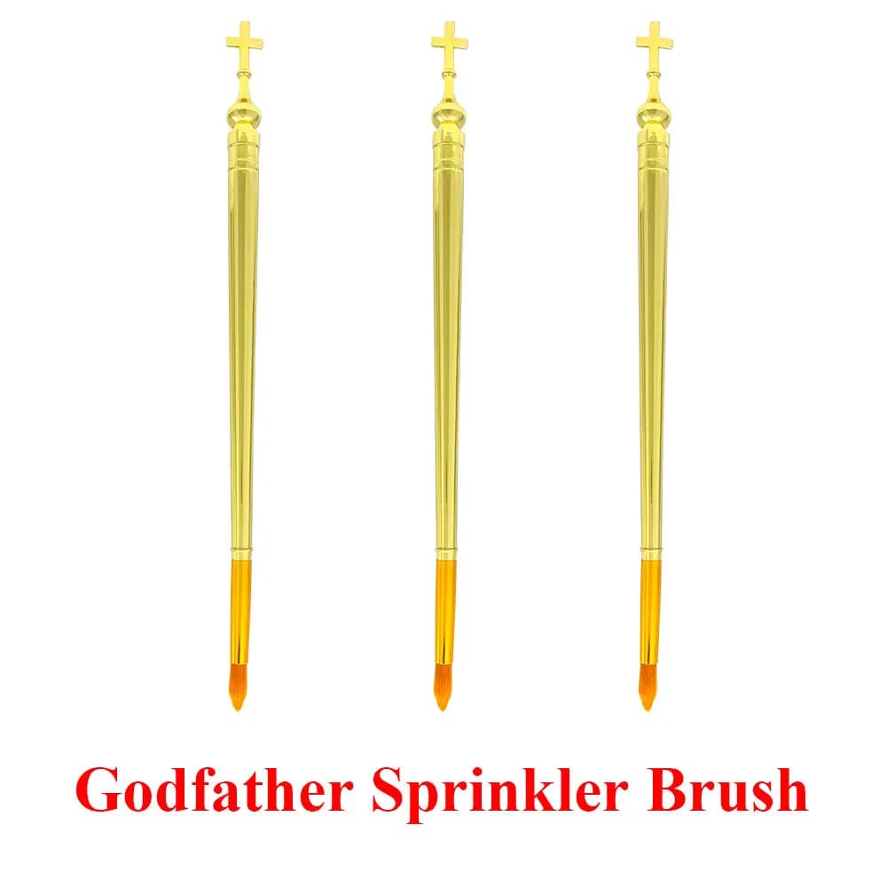 HTISOK 3 Pcs Gold Paint Brushes with Cross - Top, Alloy Art Brushes for Religious Painting & Craft Projects