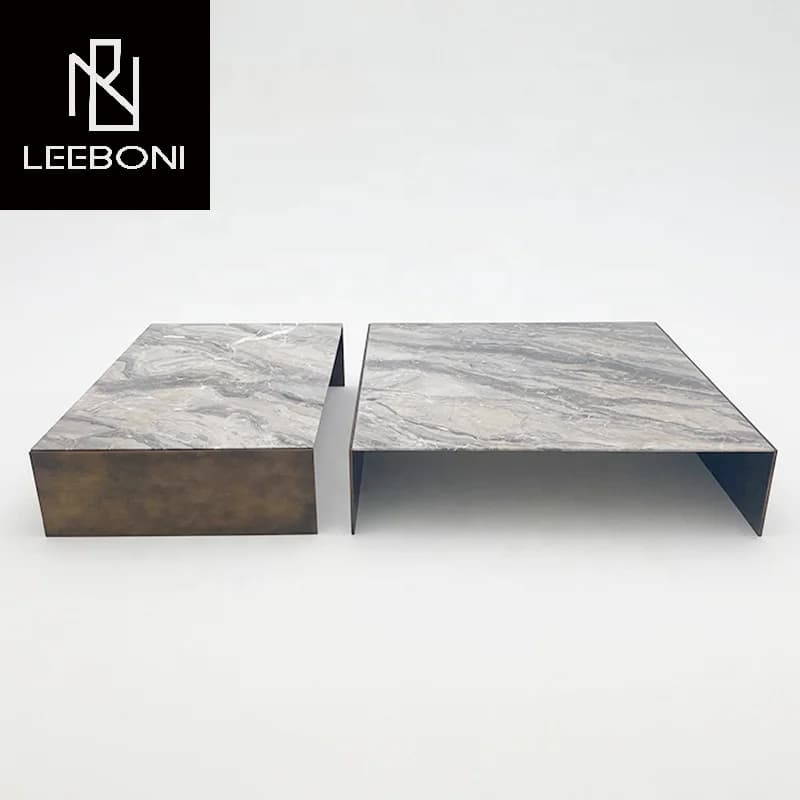 Hot Sale Nordic Style Rectangle Luxury Marble Table Set Sitting Room Coffee Table