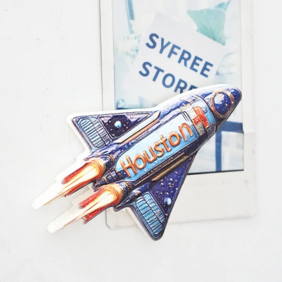 American Fridge Magnet,Houston Fridge Magnet,Home Decor,Rocket Fridge Magnet,Photo Fridge Magnet
