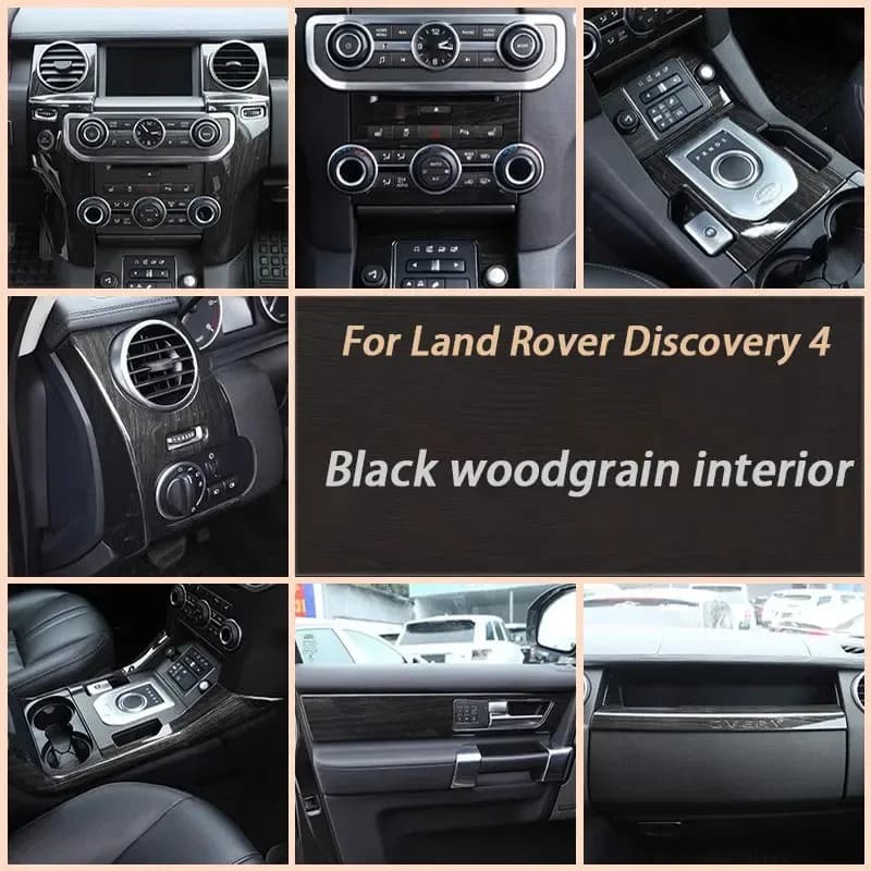 Wood Grain Overlays Interior For Land Rover Discovery 4 LR4 L319 2010-2016 on Gears Shift Panel, Dash, Doors, Central Armrest
