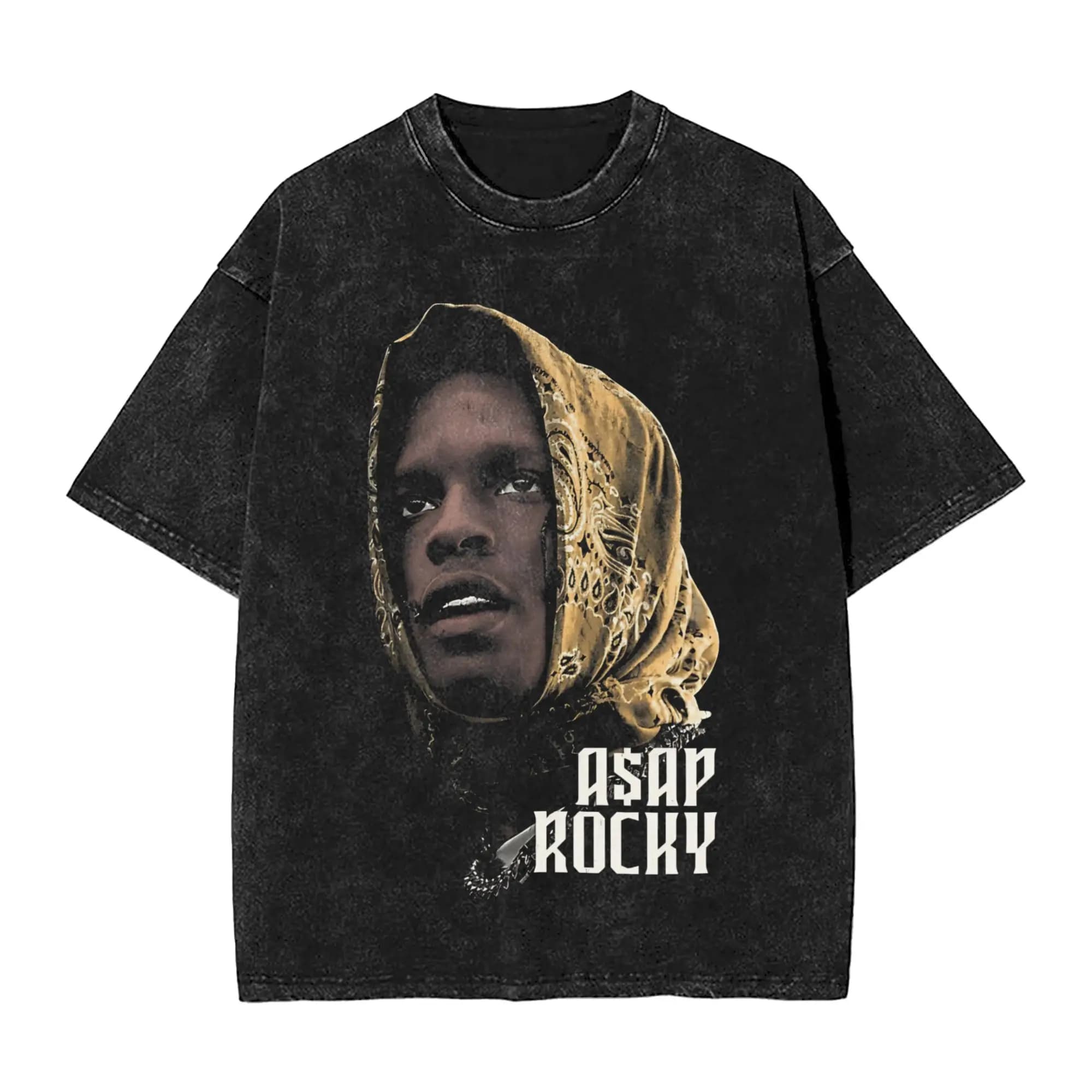 Design A$AP Headscar Vintage Washed T-Shirt Men 100%Cotton Clothing Streetwear Asaps  O-neck Short Sleeve