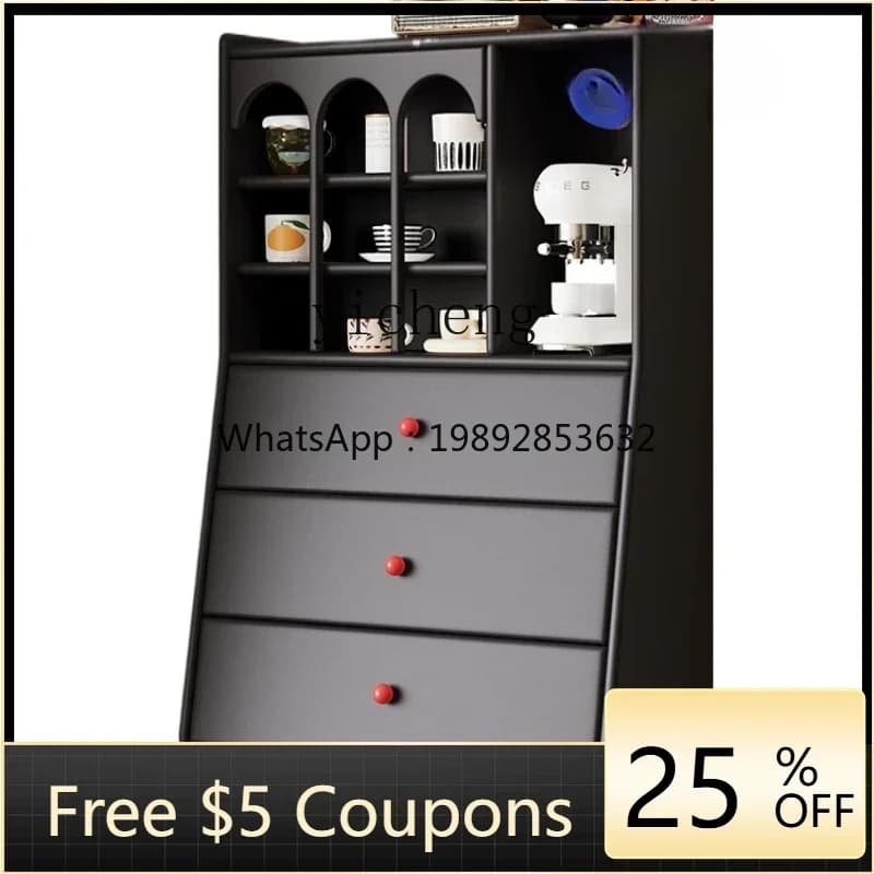 Side Cabinet Light Luxury Solid Wood Living Room Small Vertical Cabinet Storage Room Bedside Table Alternative Storage Rack