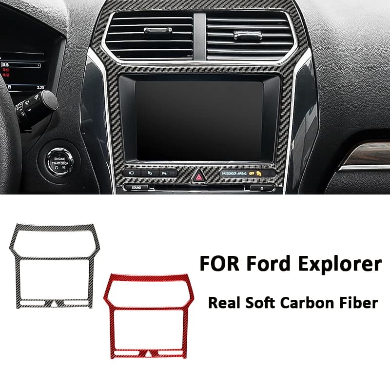 For Ford Explorer Carbon Fiber Car Central Console GPS Navigation Air Conditioning Control Panel Frame Decoration Sticker