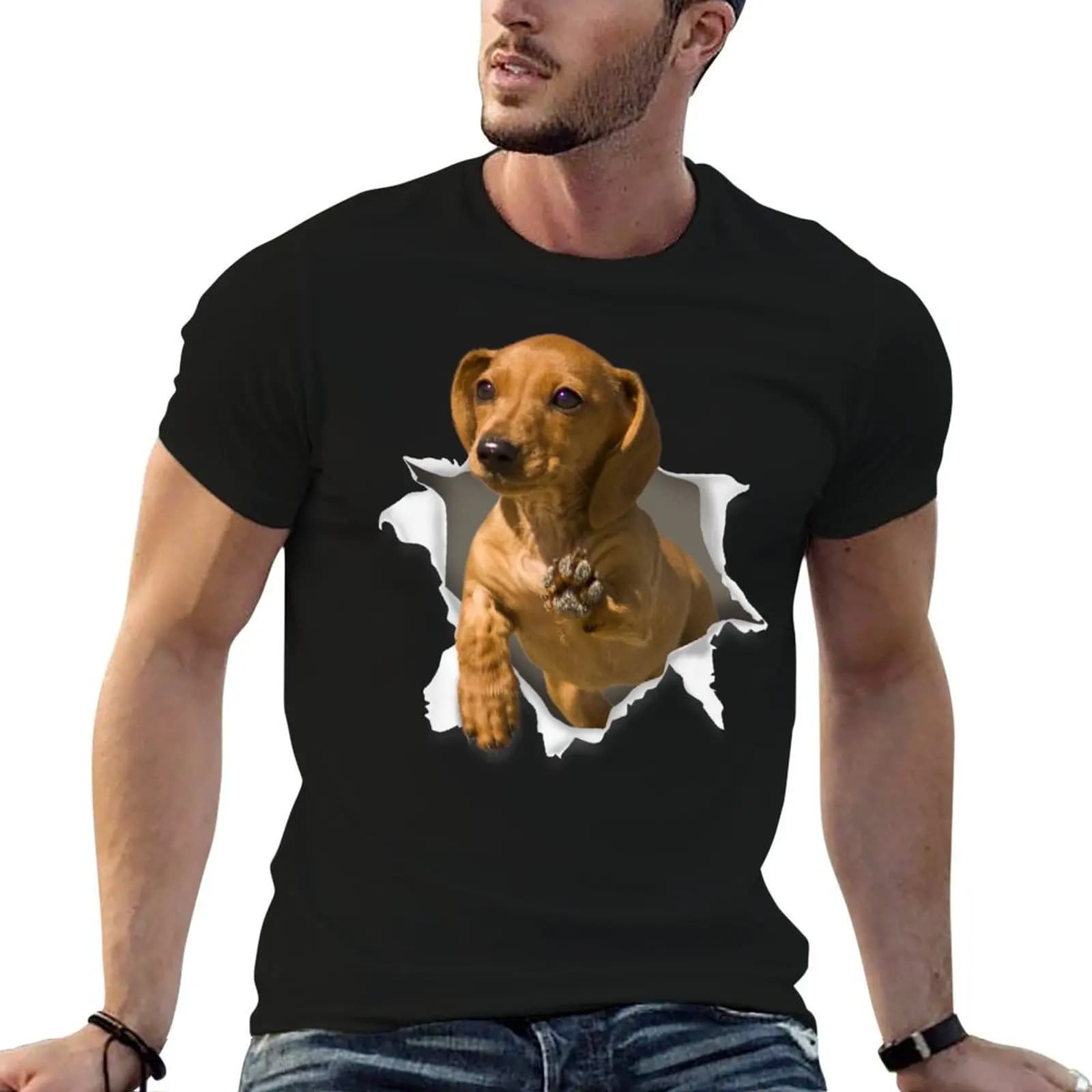 Dachshund Art Funny Dachshund Dog Lover T-Shirt t shirt custom print black cotton t-shirt plain for man package T-Shirt