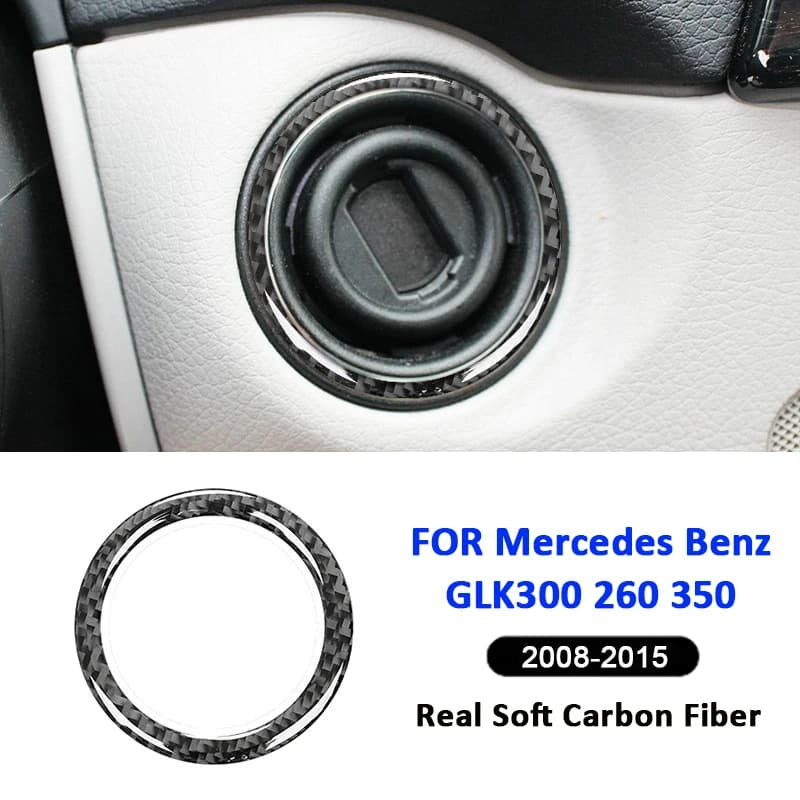 Carbon Fiber Car Engine Ignition Key Switch Panel Ring Frame Decoration Sticker For Mercedes Benz GLK300 GLK260 GLK350 2008-2015