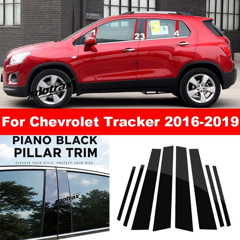 Car B C Pillar Stickers PC Window Trim Cover for Chevrolet Tracker 2014 2015 2016 2017 2018 Middle Pillar Decorative Accessories