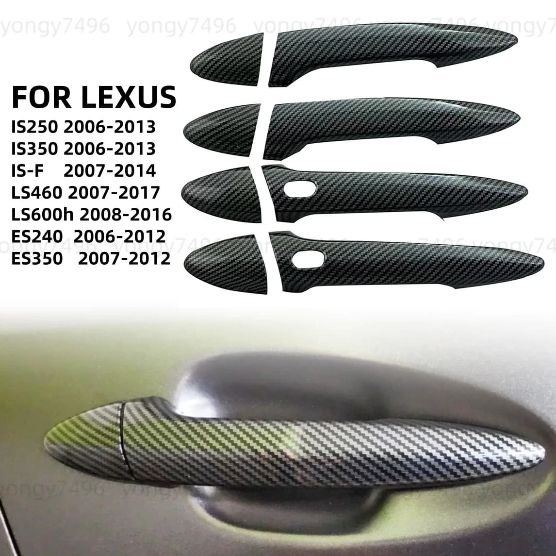 For Lexus IS250 IS350 IS-F ES240 ES350 LS460 SL600h 2006 - 2014 Gloss Black Carbon Door Handle Covers Stickers Car Accessories