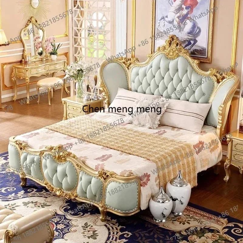 E182 Sleeping Princess Bed Leather Bedroom Sun Design Girls Multifunctional Beauty Bed Luxury King Size Cama Lounge Suite Furnit