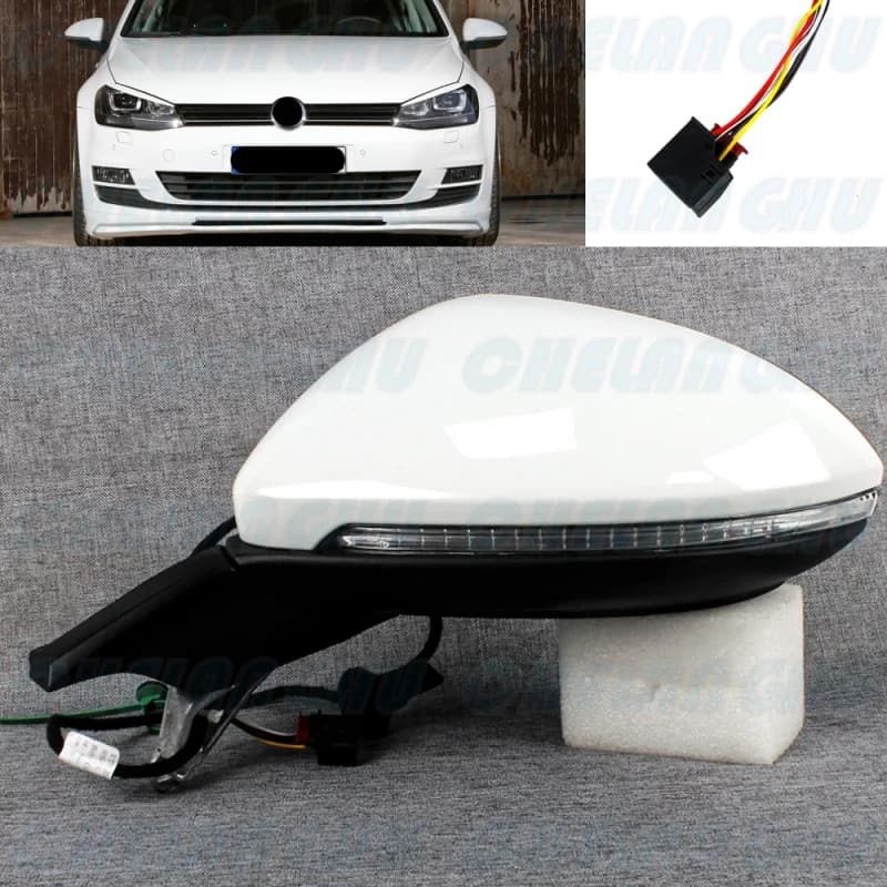 For VW Golf LHD 7 7.5 GTI R 2013 2014 2015 2016 2017 2018 2019 2020 Left Side 6 Pin white painted Power Adjust mirror assembly