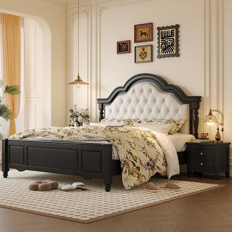 2025 new 2m x 2m solid wood bed 1.8m double bed as main bedroom